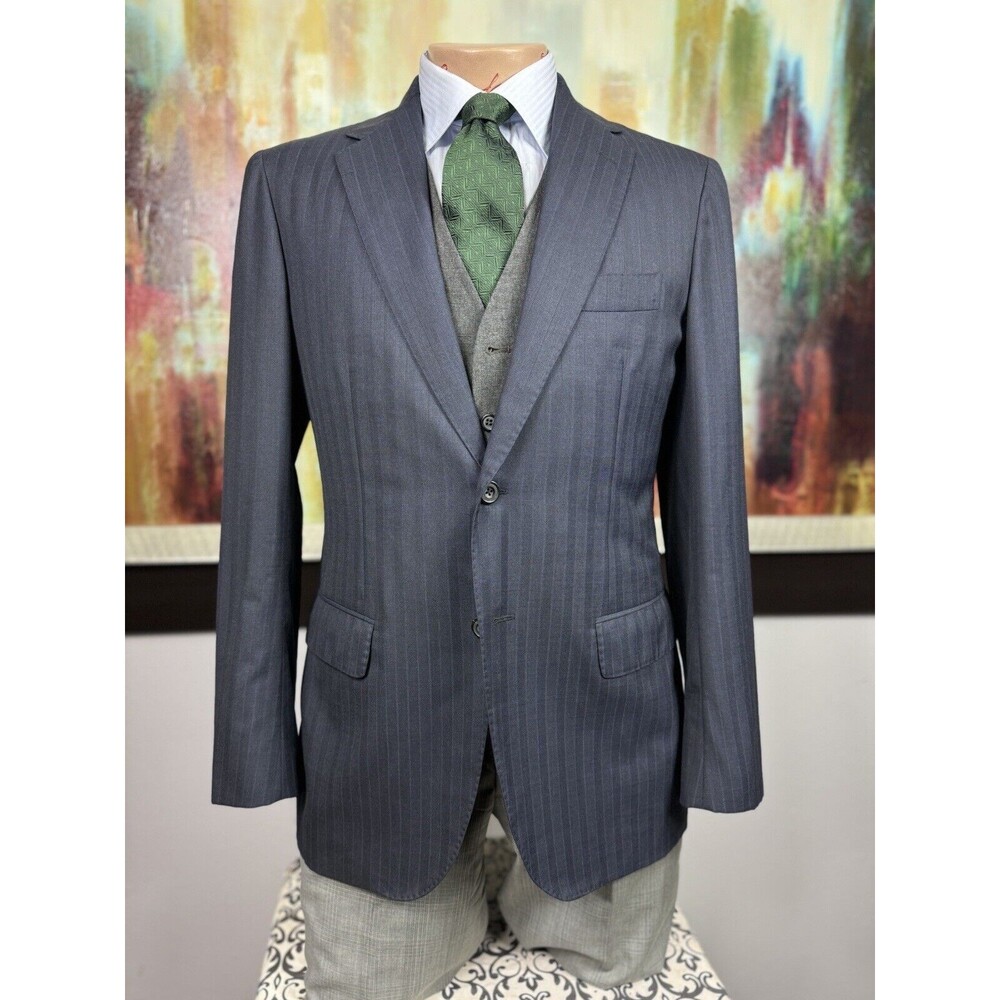 38R Mens Sartorio Napoli Navy Striped Sport Coat - Hand Made in Italy